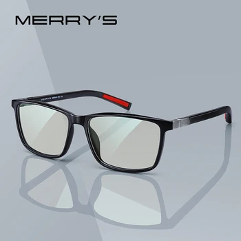 MERRYS DESIGN Мужские очки с защитой от синего излучения, блокирующие свет, для компьютера, мужские квадратные очки, силиконовый храм S2518FLG