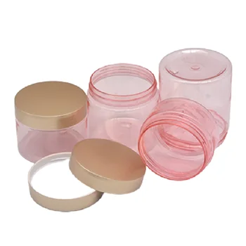 100/120/150/200/250g Пластиковая баночка для крема из ПЭТ, Розовая банка для крема и маски для лица, косметический контейнер для скраба для тела с золотой крышкой 25шт