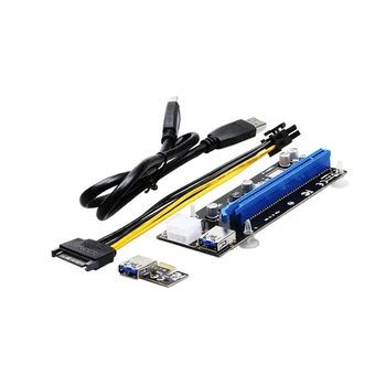 ПК PCIe1X-16X Карта расширения PCI Express USB 3,0 Кабель для передачи данных SATA-4Pin IDE Molex Блок Питания для майнера BTC
