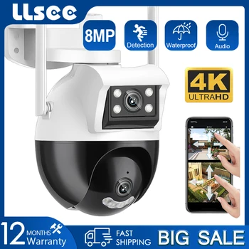 LLSEE, 4K, 8MP, IP-камера безопасности, WIFI камера наружного наблюдения, CCTV, PTZ цветное ночное видение, водонепроницаемая, AI mobile tracki