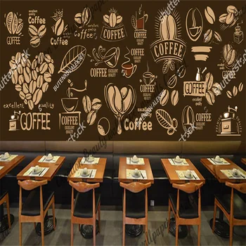 Пользовательские Ретро Кофейные Обои Промышленный Декор Фреска Кофейня Кафе Послеобеденный Чай Ресторан Фон Стены Papel De Parede