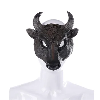 Латексная маска с головой быка на Хэллоуин, Косплей для взрослых, реалистичная трехмерная маска буйвола, реквизит, Косплей Маска животного