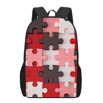 Красочная детская школьная сумка с принтом в виде Пазлов, детский рюкзак для девочек и мальчиков, студенческие сумки для книг, повседневные школьные сумки
