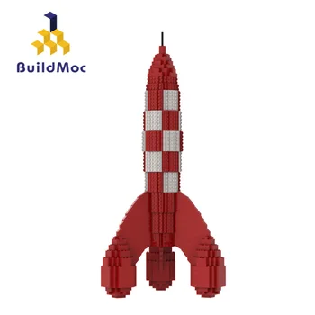 MOC Space Moon Rocket Buliding Block Kit для Тинтина Огненная Стрела Ракета Кирпичи Игра для Мозга Собрать Игрушки для Детей Подарок на День Рождения