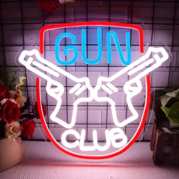 Неоновая Вывеска Gun Club Custom Led Супер Крутой Подвесной Ночник Игровая Комната Магазин Вечеринка Персонализированный Декор стен