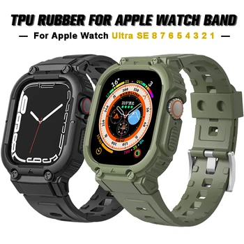Резиновый Спортивный ремешок Для Apple Watch Ultra Band 49 мм Силиконовый Ремешок-браслет 41 мм 45 мм Для iWatch Series 8 7 6 5 4 3 2 SE 40 мм 44 мм