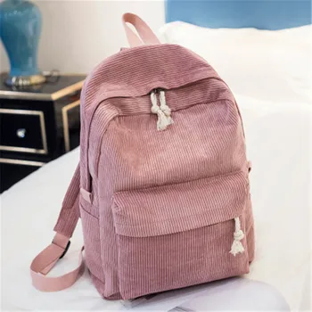 Вельветовый женский рюкзак, школьные сумки, Мужской Женский Простой школьный рюкзак для девочек-подростков, полосатая школьная сумка