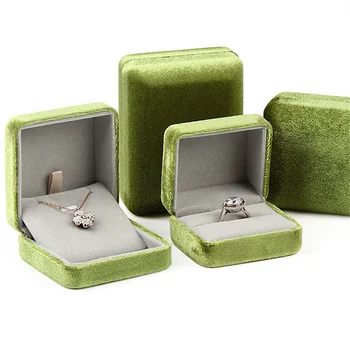 Коробка для упаковки ювелирных изделий из Травянисто-зеленого Бархата, Подарочная коробка для хранения, Кольцо, Ожерелье, Браслет, Подвеска, коробка для упаковки ювелирных изделий, Женская