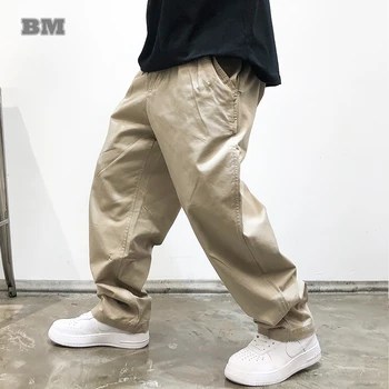 Трендовая американская уличная одежда, Прямые брюки-карго для мужчин, Японская одежда в стиле Харадзюку, Мешковатые повседневные брюки, Мужские брюки высокого качества