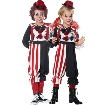 Рождественский Детский Костюм клоуна, Одежда для выступлений, Костюм клоуна для детей, Косплей, Костюмы для Карнавала на Хэллоуин