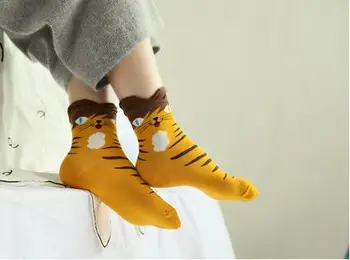 100 пар/лот FedEx fast Женские носки в полоску с 3D животными и рисунком кошки повседневные хлопковые носки