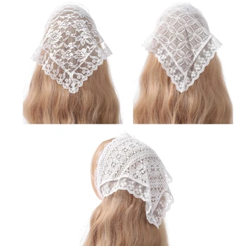 Уникальная женская повязка на голову с цветочным узором, кружевная бандана, милый кружевной платок, Тюрбан, весенне-летние аксессуары для волос