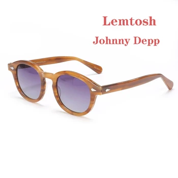 Поляризованные солнцезащитные очки Johnny Depp Lemtosh, Мужские солнцезащитные очки, Женские роскошные брендовые винтажные очки в ацетатной оправе