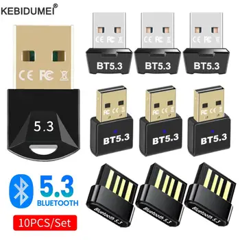 10 шт. USB-адаптер Bluetooth Bluetooth 5.3 Ключ для ПК, ноутбука, беспроводной динамик, аудиоприемник, USB-передатчик, прямая поставка