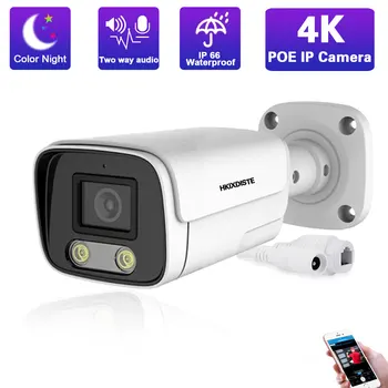 4K Проводная IP-камера видеонаблюдения, Уличная 2-полосная аудио-Камера Обнаружения Движения POE, Камера видеонаблюдения H.265 Cam 8MP
