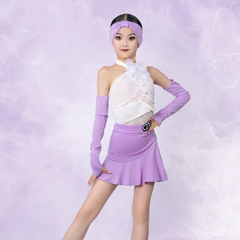 Одежда для латиноамериканских танцев для девочек, Танцевальная одежда для Самбы Румбы, Танцевальный костюм без рукавов для танцев Чача, Детская одежда для соревнований YS4996