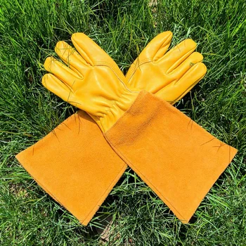 1 Пара сверхпрочных садовых перчаток-рукавиц для обрезки роз, защищенных от шипов, с длинным рукавом, сварочных садовых перчаток