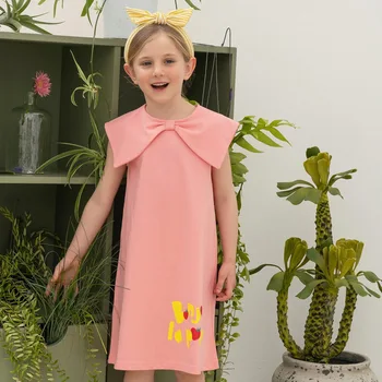 Корейское платье Принцессы для девочек 2023, Летняя новая детская одежда, Цельные юбки с бантом для маленьких девочек, Детская одежда для подростков