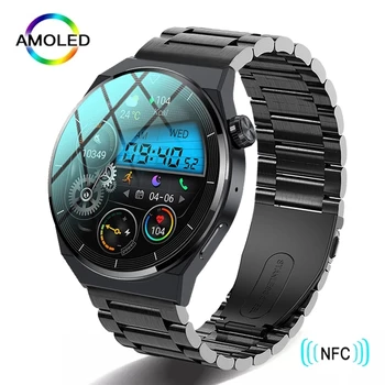 LIGE 2022 NFC Смарт-часы Мужские AMOLED 390*390 HD Экран Bluetooth dial Call Водонепроницаемые часы Для Huawei Xiaomi SmartWatch