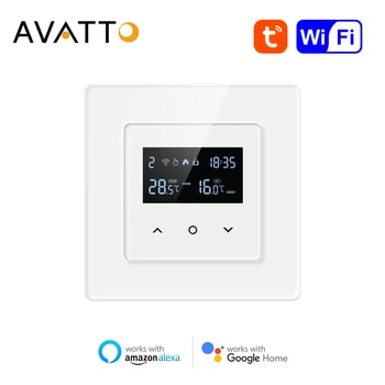 Умный термостат AVATTO WiFi, Регулятор температуры, Электрический газовый котел Tuya с подогревом пола, работает для Alexa Google Home