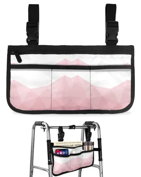 Геометрический Треугольник, Розовая Градиентная сумка для инвалидной коляски С карманами, Подлокотники, Боковые сумки, Прогулочная рама для Электрического скутера, Сумка для хранения