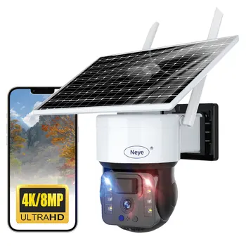 8MP/ 4K Беспроводная Аккумуляторная батарея, Солнечная камера безопасности с поворотным Наклоном, Двунаправленный звук, IP66, Непромокаемая камера мониторинга