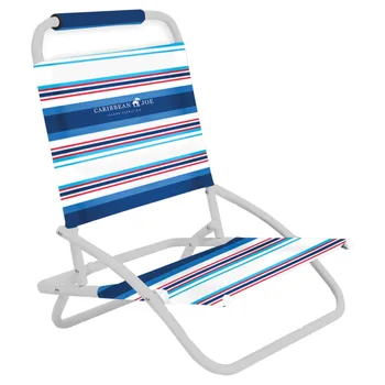Раскладной пляжный стул в одну позицию в синюю/красную полоску