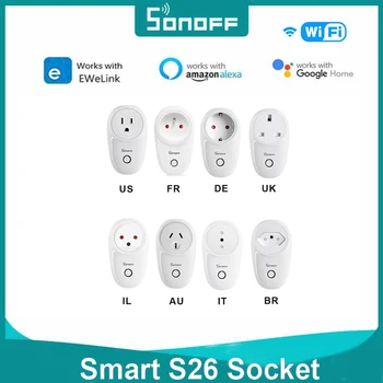 Sonoff S26 WiFi Умная Розетка Power Basic EU UK US AU BR Розетки Smart Home Switch Работают С Alexa Google Assistent IFTTT