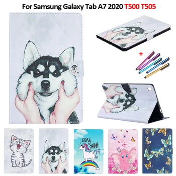 Планшет для Samsung Galaxy Tab A7 Чехол SM T500 T505 Милый Щенок Кошка Единорог Кожаный Чехол Для Чехла Galaxy Tab A7 Case 2020