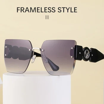 MIZHO Модные Роскошные Брендовые Солнцезащитные очки без оправы Для женщин 2023 Винтажные Дизайнерские Солнцезащитные Очки Квадратных Оттенков UV400 Оптом
