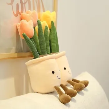 Новый Цветок Тюльпана Плюшевая игрушка Кукла Имитация Суккулентного растения Кукла Украшение помещения Подарок для Подруги