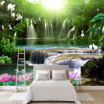 Пользовательские 3D Фотообои Фреска Водопад Природный Пейзаж Спальня Гостиная Диван Фон Настенный Домашний Декор Картина Гобелен