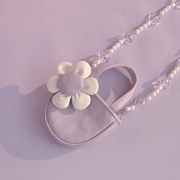 Мини-цветок, Оригинальная сумка с бусинами, Женская летняя Мини-сумка, маленькая Свежая Фиолетовая сумка через плечо, сумка для телефона для женщин