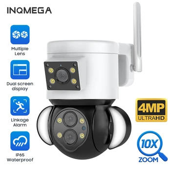 INQMEGA WIFI IP-камера 4MP 10-Кратный ЗУМ Камера Безопасности Прожектор CCTV Видеонаблюдение Камера Обнаружения человека Совместимая WIFI и RJ45