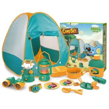 Набор детских палаток для кемпинга, 21 шт., игрушки для кемпинга, игрушки для детей, игрушки для кемпинга на открытом воздухе, Включают в себя детскую палатку для кемпинга, масляную лампу для костра, Притворную