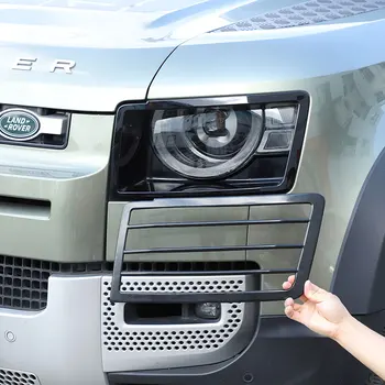 Для Land Rover Defender 90 110 130 2020-2023, Черная автомобильная фара из нержавеющей стали, абажур, накладка, наклейка, автомобильные аксессуары