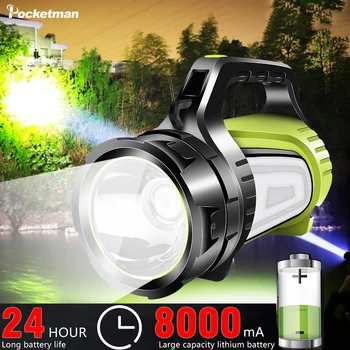 Супер яркий USB Перезаряжаемый прожектор, светодиодный фонарик, Водонепроницаемый сверхдальний ручной фонарь для охоты и рыбалки на открытом воздухе