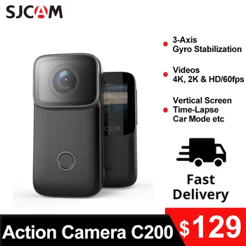 Экшн-камера SJCAM C200 4K 16MP WiFi, Гироскоп, Защита от встряхивания, Ночное видение, 40 М, Водонепроницаемая Спортивная веб-камера DV, камера для большого пальца