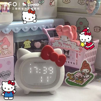 Sanrio Hellokitty Умный будильник Bluetooth динамик светодиодный атмосферный светильник Многофункциональный ночной светильник Подарок на День рождения для девочек