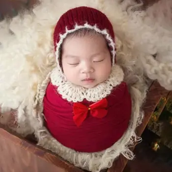 3 шт./компл. Реквизит для фотосъемки новорожденных, Детская Рождественская шапочка, вязаная крючком одежда для младенцев, Одеяло, Аксессуары для фотосъемки