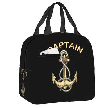 Сумка для ланча в морском стиле Captain Anchor, сменная термоизолированная коробка для ланча для женщин, детские школьные рабочие сумки для пикника