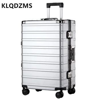 Багаж KLQDZMS Алюминиевая рама с пряжкой, Тележка для студентов 20 дюймов, Универсальный посадочный чемодан на колесах 24 дюйма