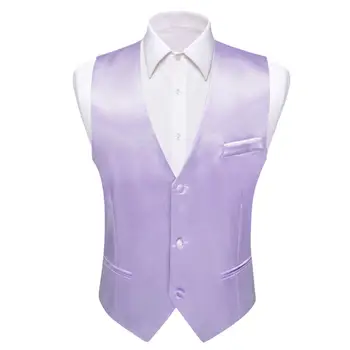 Дизайнерский Мужской Жилет, Однотонный Шелковый Атласный Фиолетовый Жилет, Официальная Деловая Свадебная Мужская куртка без рукавов Barry Wang