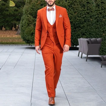 Элегантный Мужской Свадебный комплект Slim Fit с отворотом, Вечерний комплект для жениха из 3 предметов (куртка + майка + брюки)