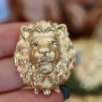 UBESTNICE Массивная подвеска в виде Льва для ожерелья из настоящего 18-каратного оригинального желтого золота AU750 Ручной работы с рисунком животных Ювелирные Броши