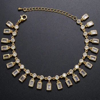 ZHUKOU Золотой цветной прямоугольный женский браслет с кисточками, модный браслет с кристаллами CZ, ювелирные изделия для вечеринок оптом VL199