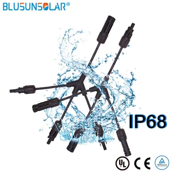Blusunsolar 100 Пар Солнечных Y-образных ответвлений 1500 В от 1 до 3 Разъемов Солнечные ответвления С кабелем для солнечной энергосистемы